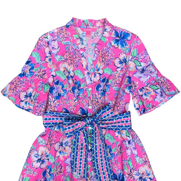 NWOT Women's LILLY PULITZER Marilisa Stretch Midi Dress Pink/Blue | Size 2 - Picture 5 of 14